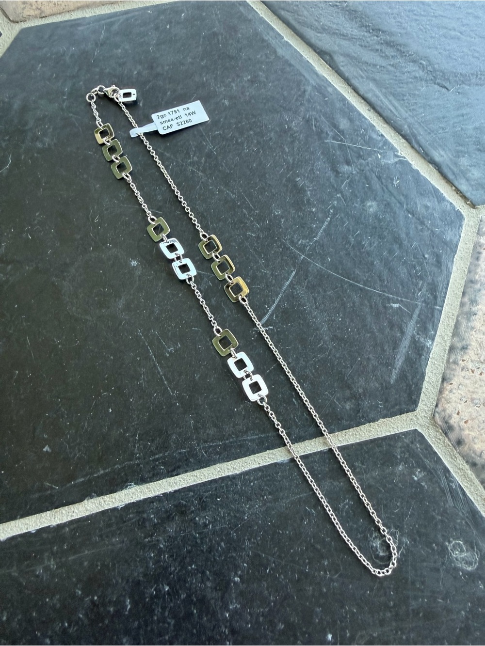 14kt. White Gold Geometric Link Necklace 18”